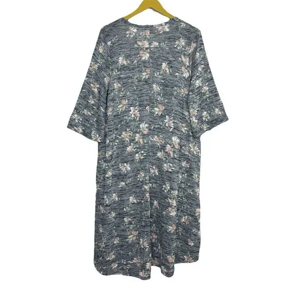 Torrid Floral Kimono Duster Open Cardigan Size M/L 00 Hi Low Coverup Boho Hippie - Picture 2 of 5
